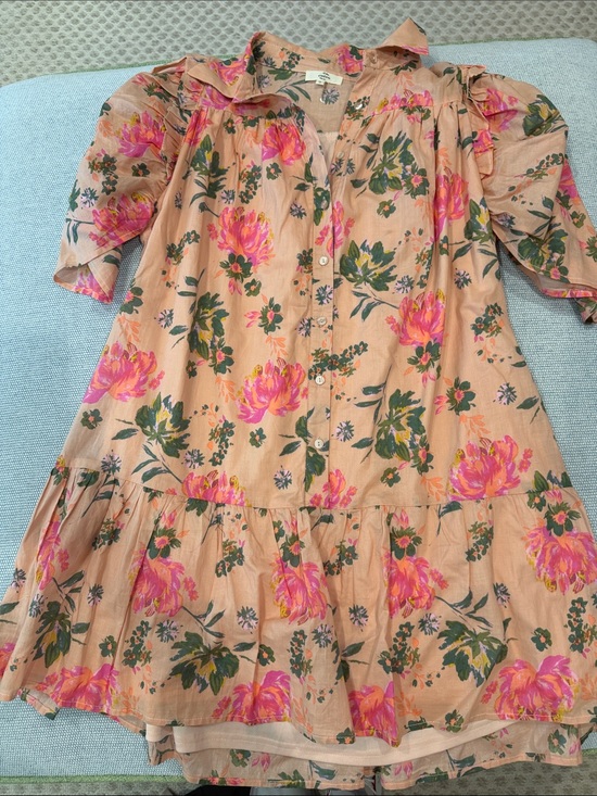 entro Dresses & Skirts - Entro women’s Floral Button-Front Dress in Peach and Pink